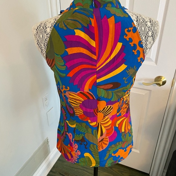 Banana Republic Trina Turk collaboration 2012 100% silk Colorful Halter Top - Picture 3 of 5